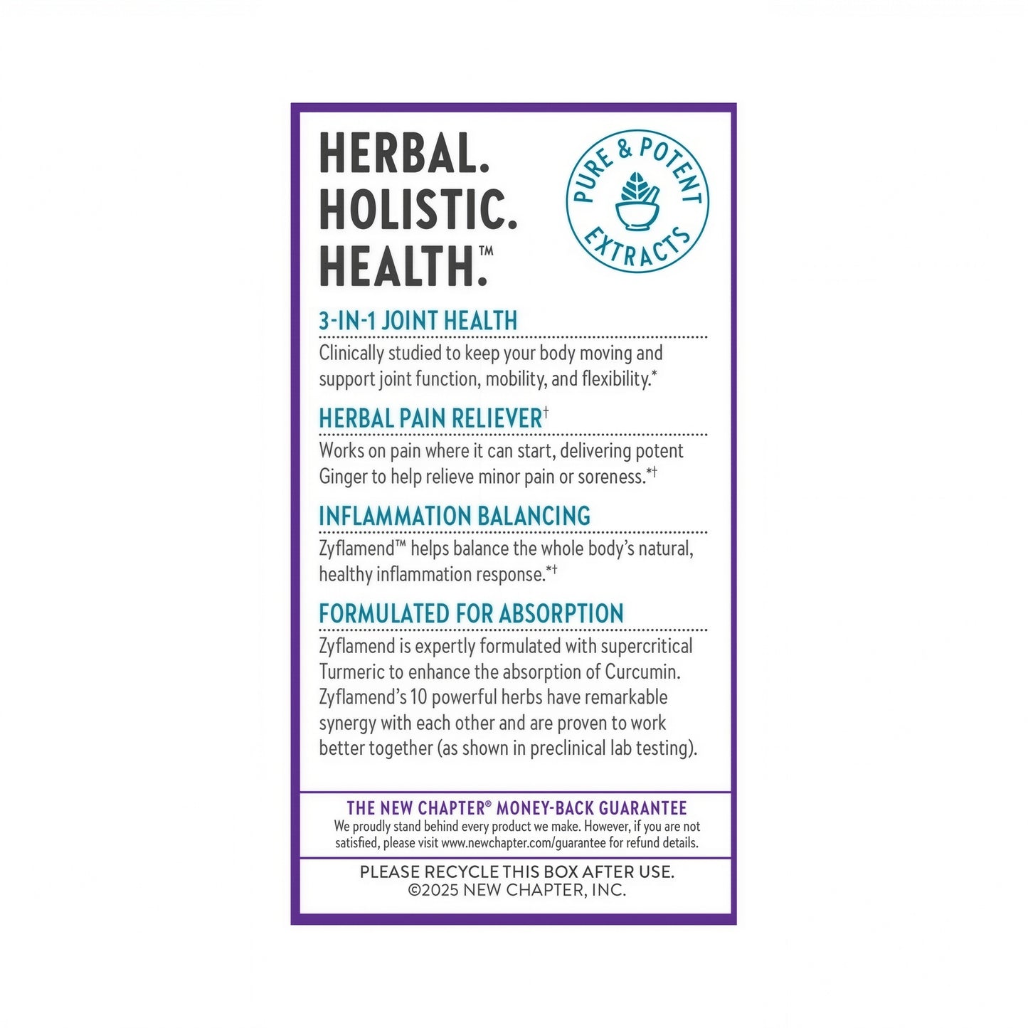 New Chapter Zyflamend Joint Supplement Herbal Pain Relief 180 Capsules