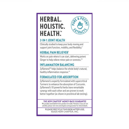 New Chapter Zyflamend Joint Supplement Herbal Pain Relief 180 Capsules